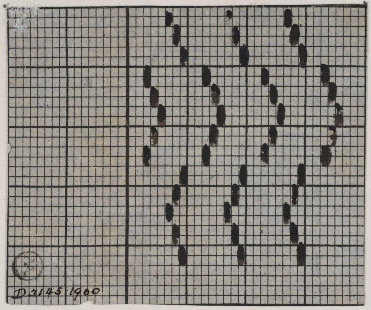 1900 Hand-drawn Ink Dot Grid Diagram