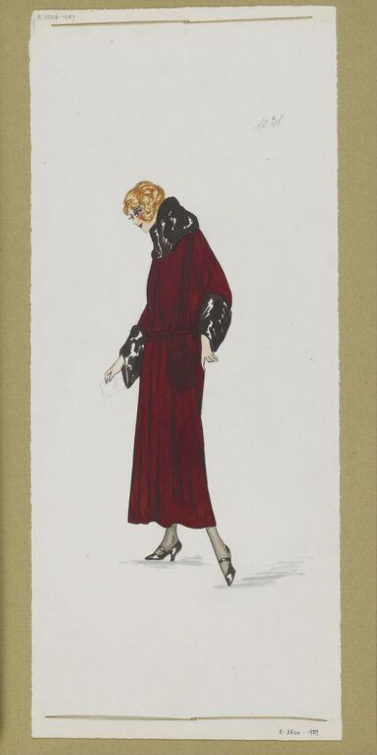 Vintage Red Coat Fashion Sketch