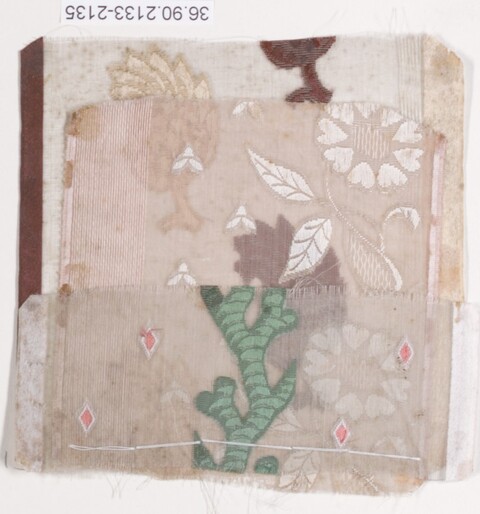 Antique Floral Pattern Textile Fragment