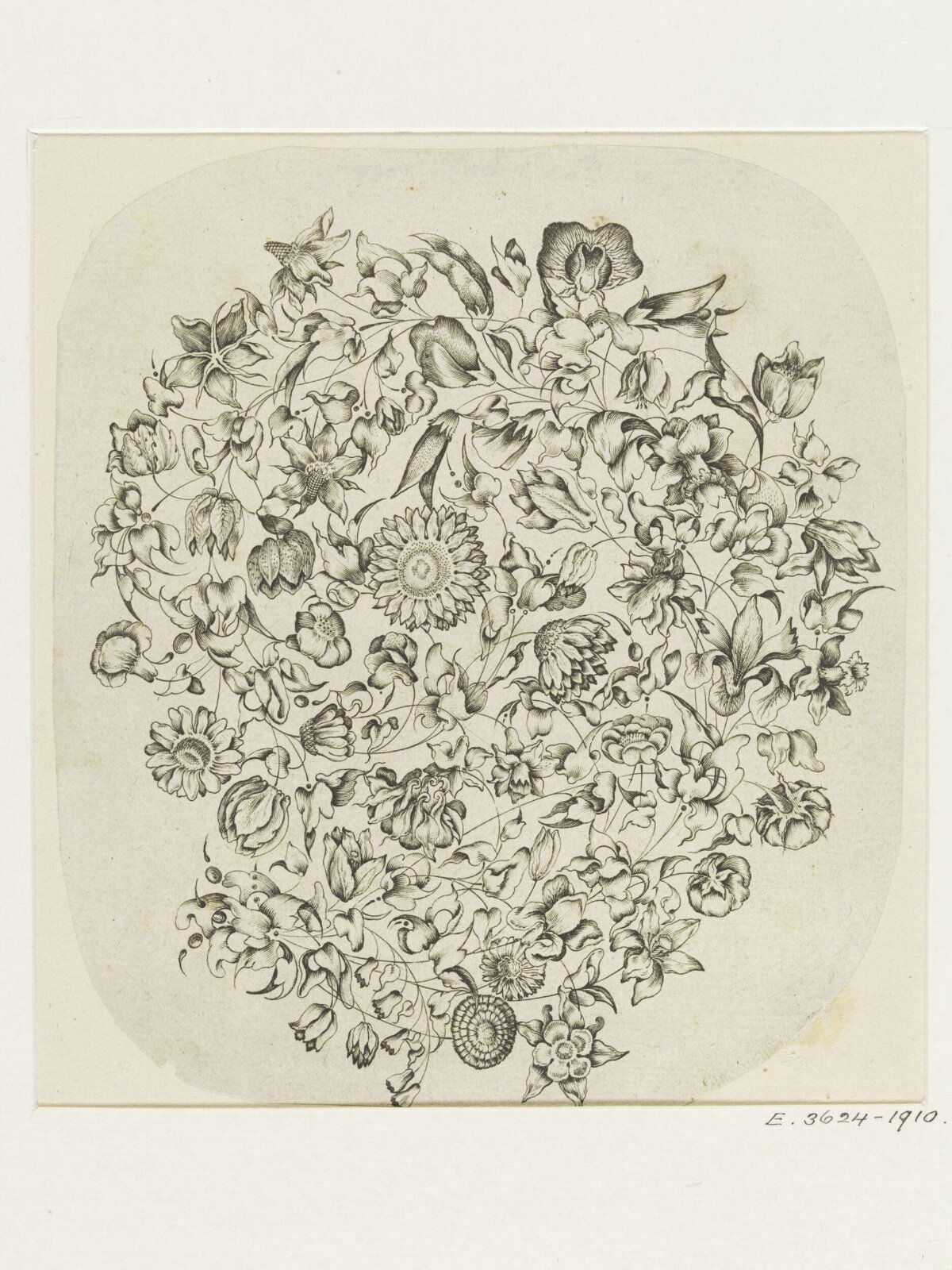 Ink Drawing of Flower Bouquet