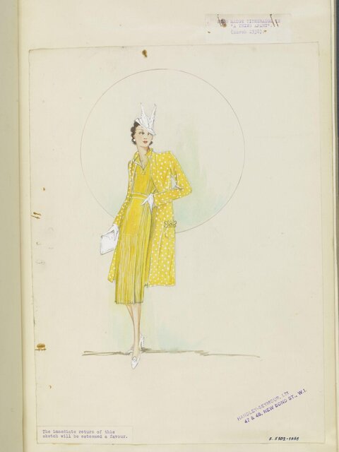 1938 Vintage Fashion Design Sketch