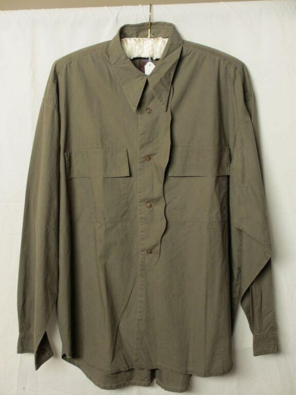 Hanging Olive Green Button Up Shirt