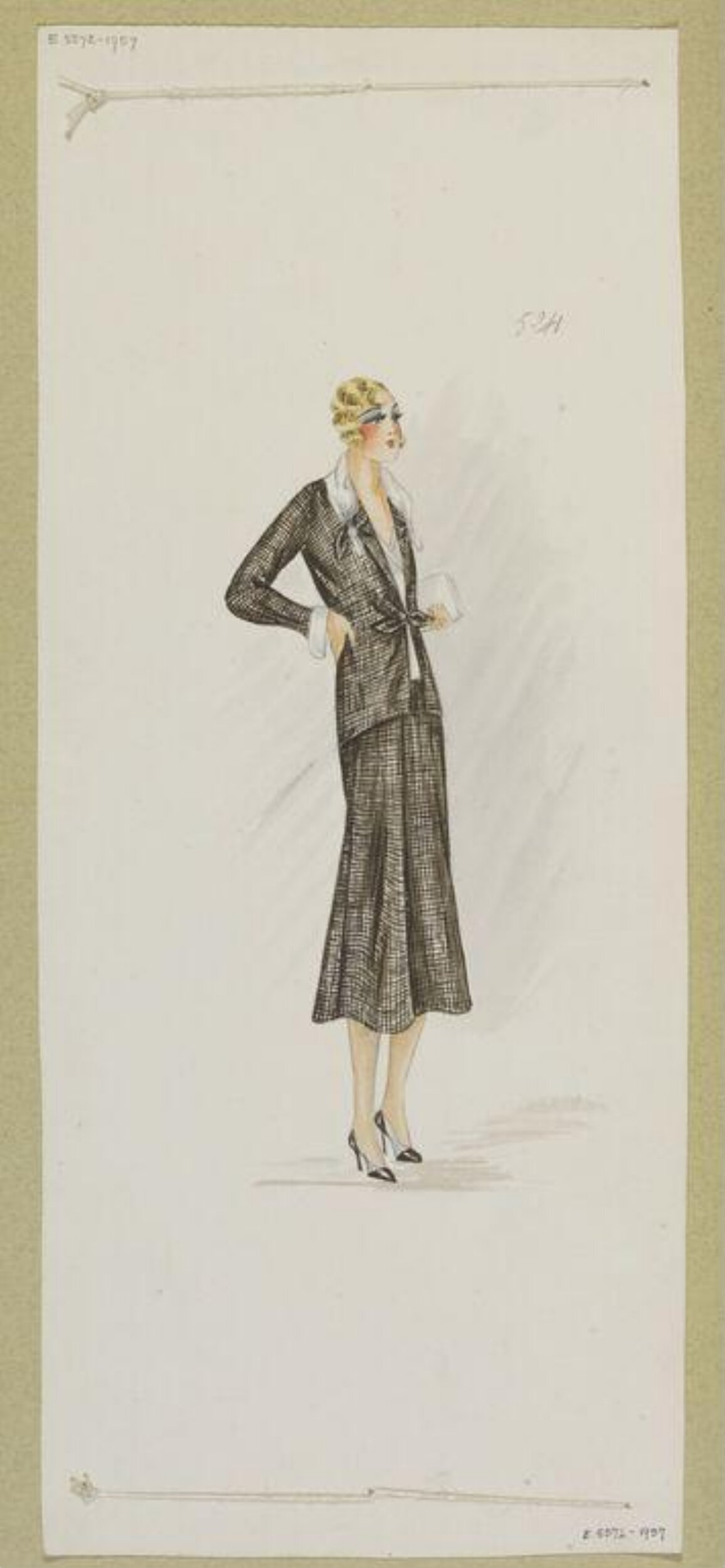 1930s Women's Suit Fashion Sketch