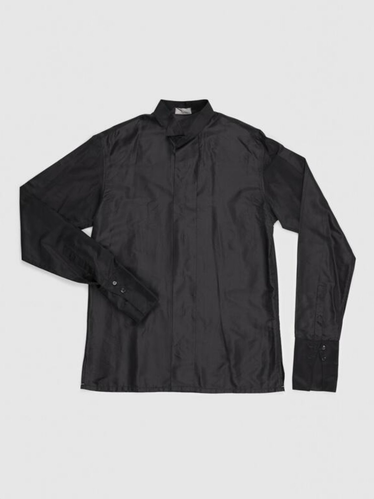 Black Stand Collar Long Sleeve Shirt