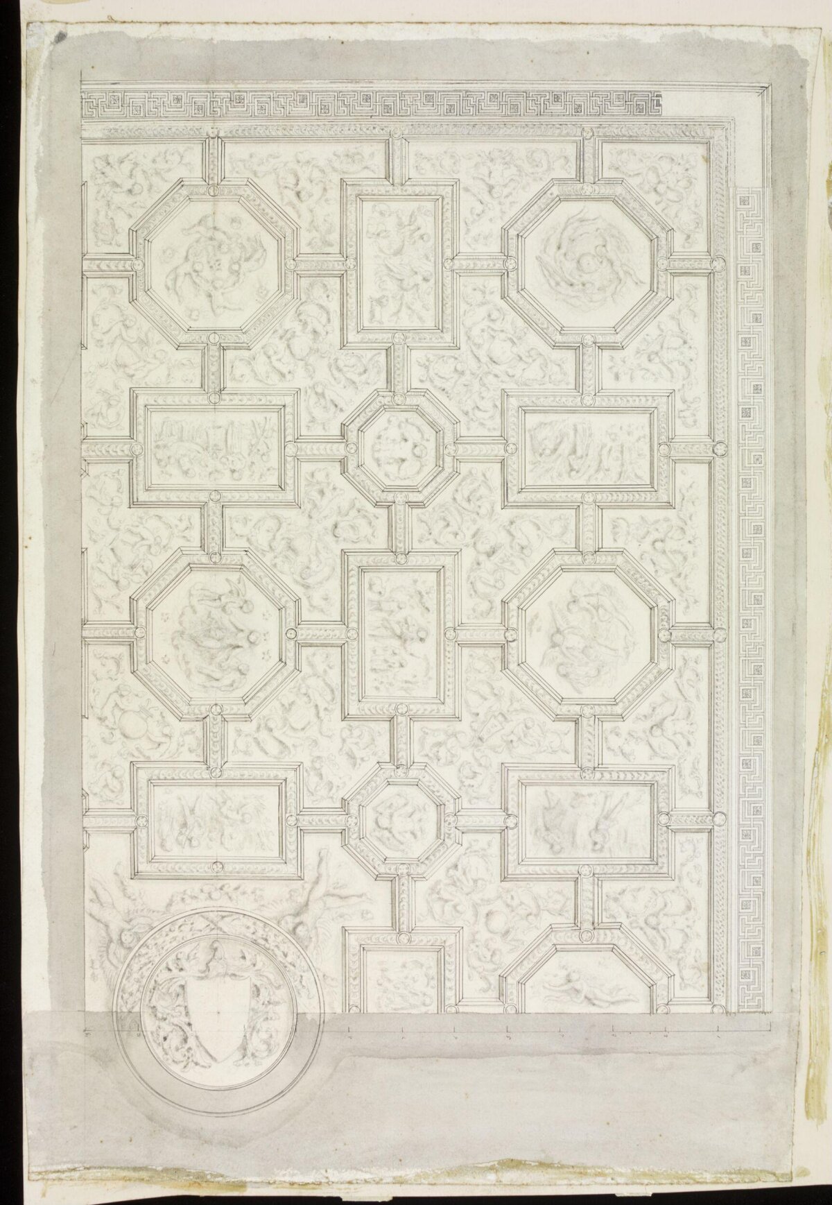 Ornate Coffered Ceiling Design Sketch