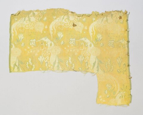 Yellow Damask Textile Fragment