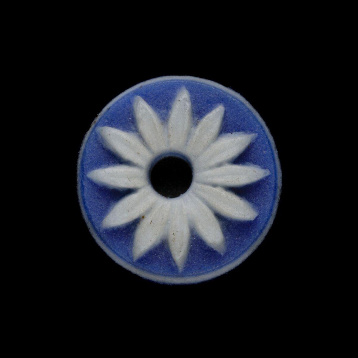 Blue and White Daisy Pattern Bead