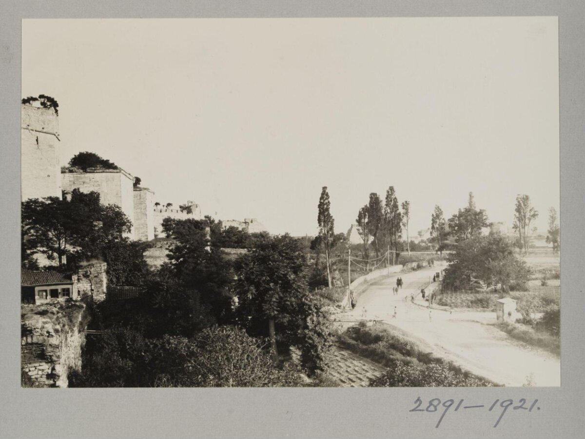 1921 Vintage Ancient City Wall View