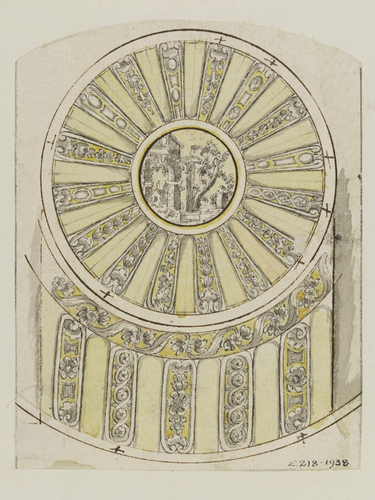 Domed Ceiling Decoration Design Drawing