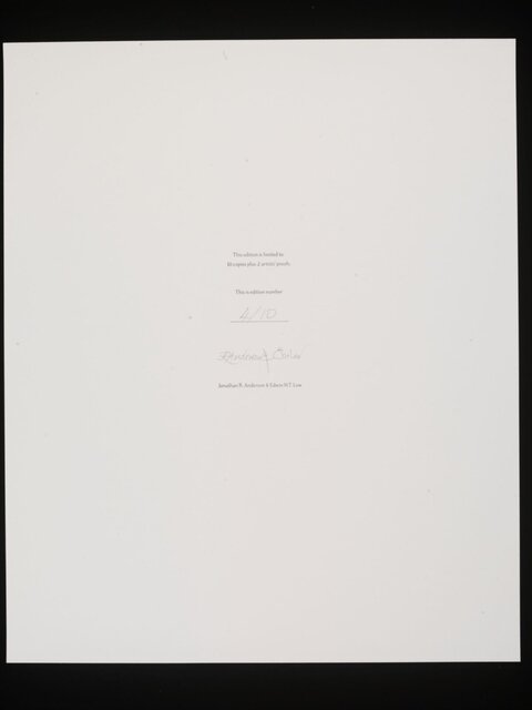 Limited Edition Print Colophon Page