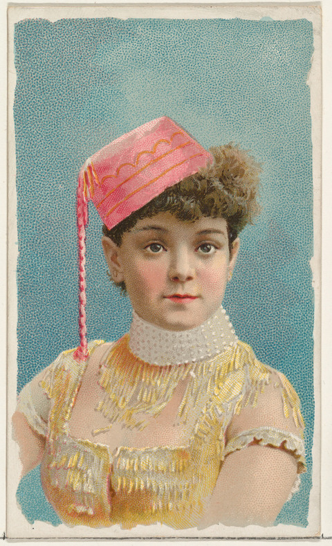 Vintage Portrait of Woman in Pink Hat