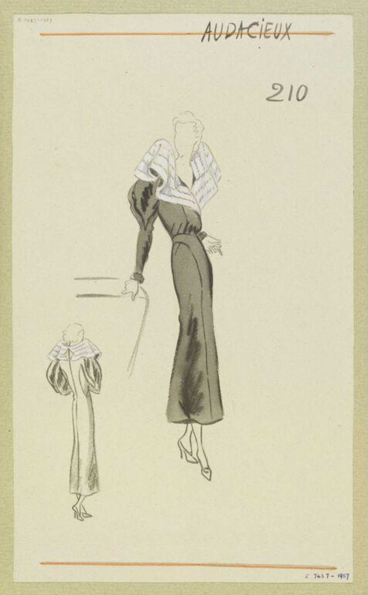 Vintage Fashion Dress Design Sketch