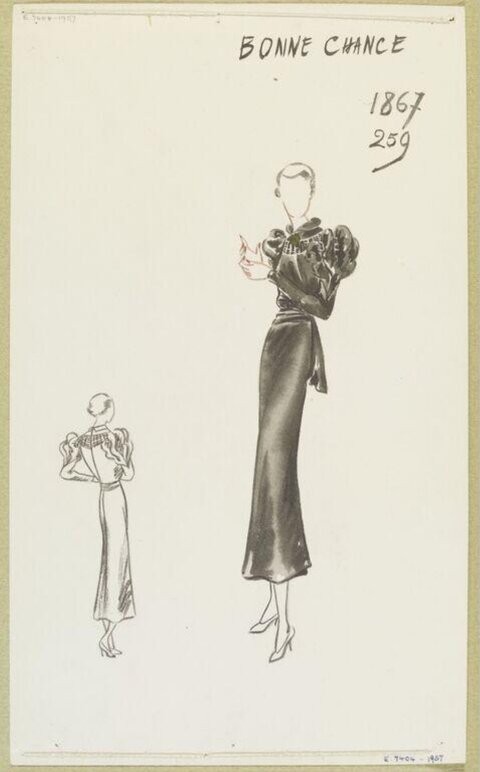 Vintage Dress Fashion Sketch