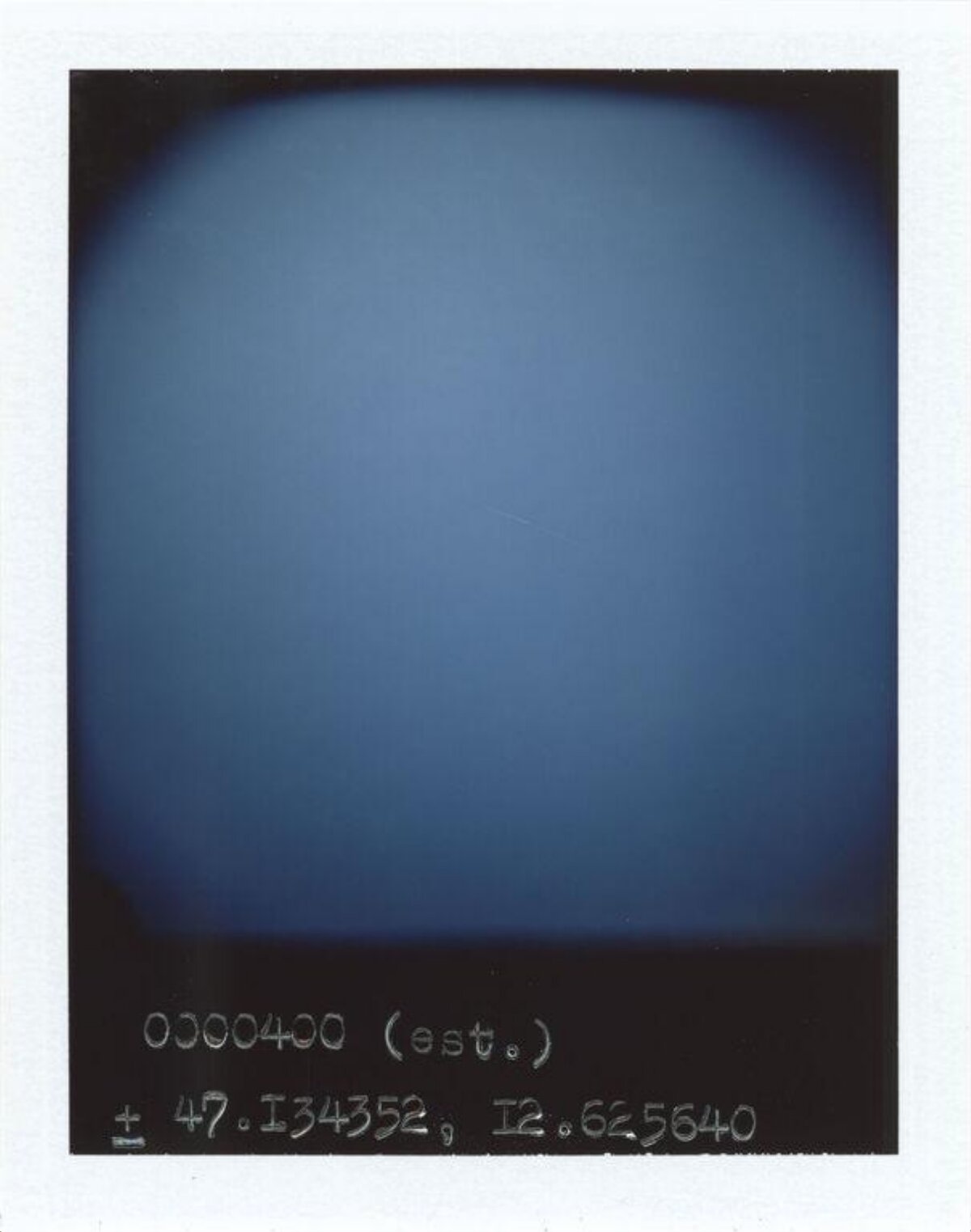 Blue Gradient Polaroid with Coordinates — Minimal Wallpapers