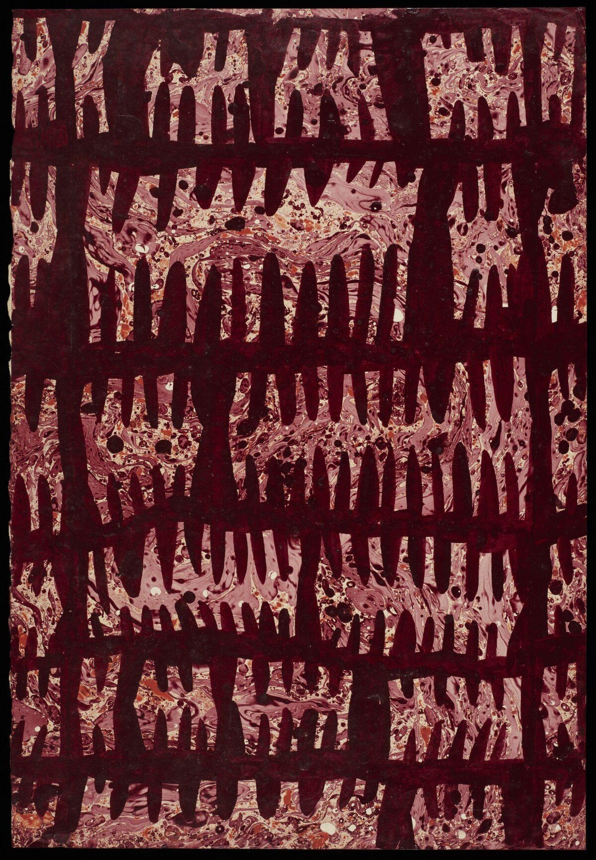 Maroon Grid Abstract Artwork
