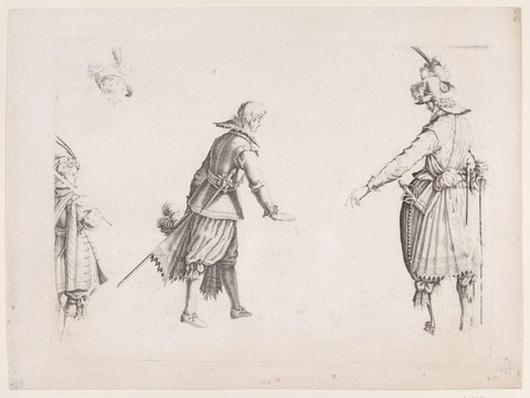 17th Century Engraving of Three Gentlemen