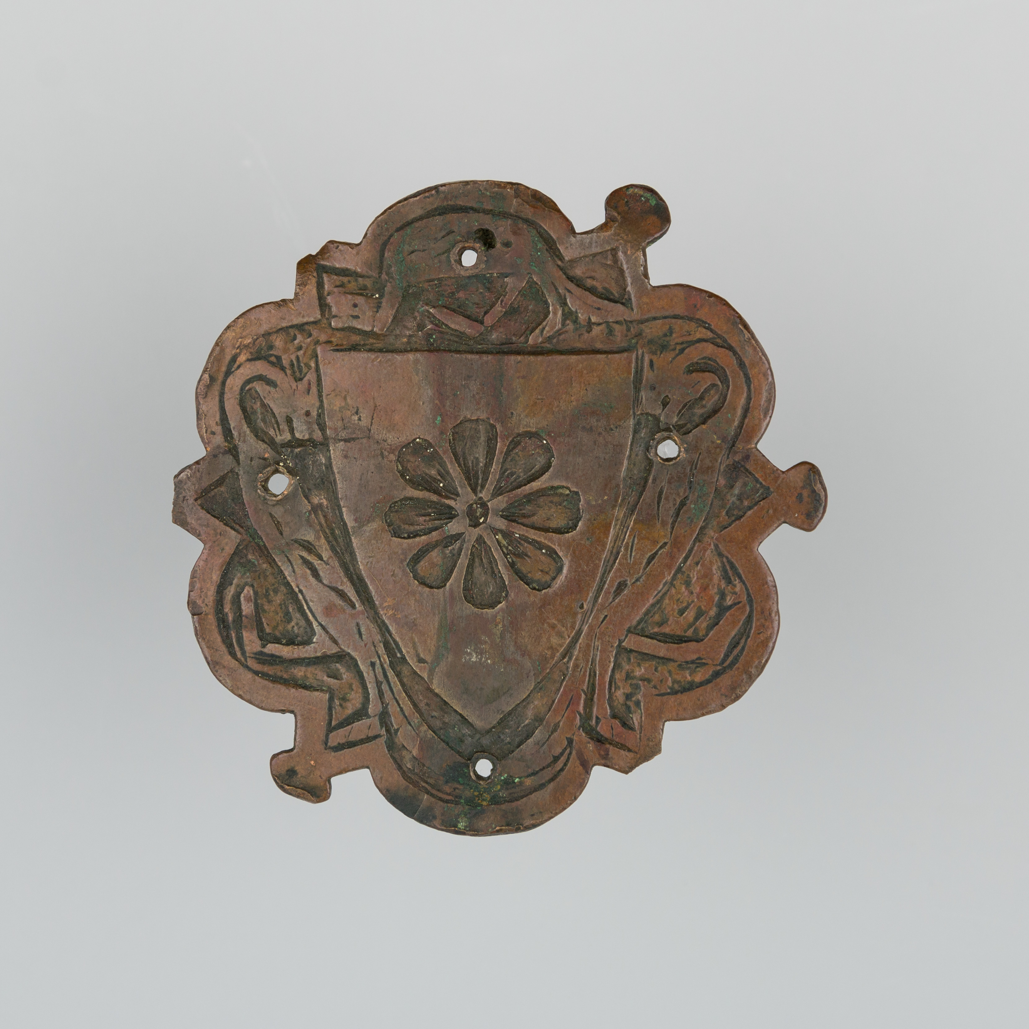 Antique Copper Heraldic Shield Plaque