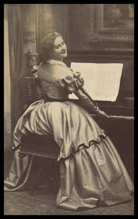 Woman Seated at Piano Vintage Portrait