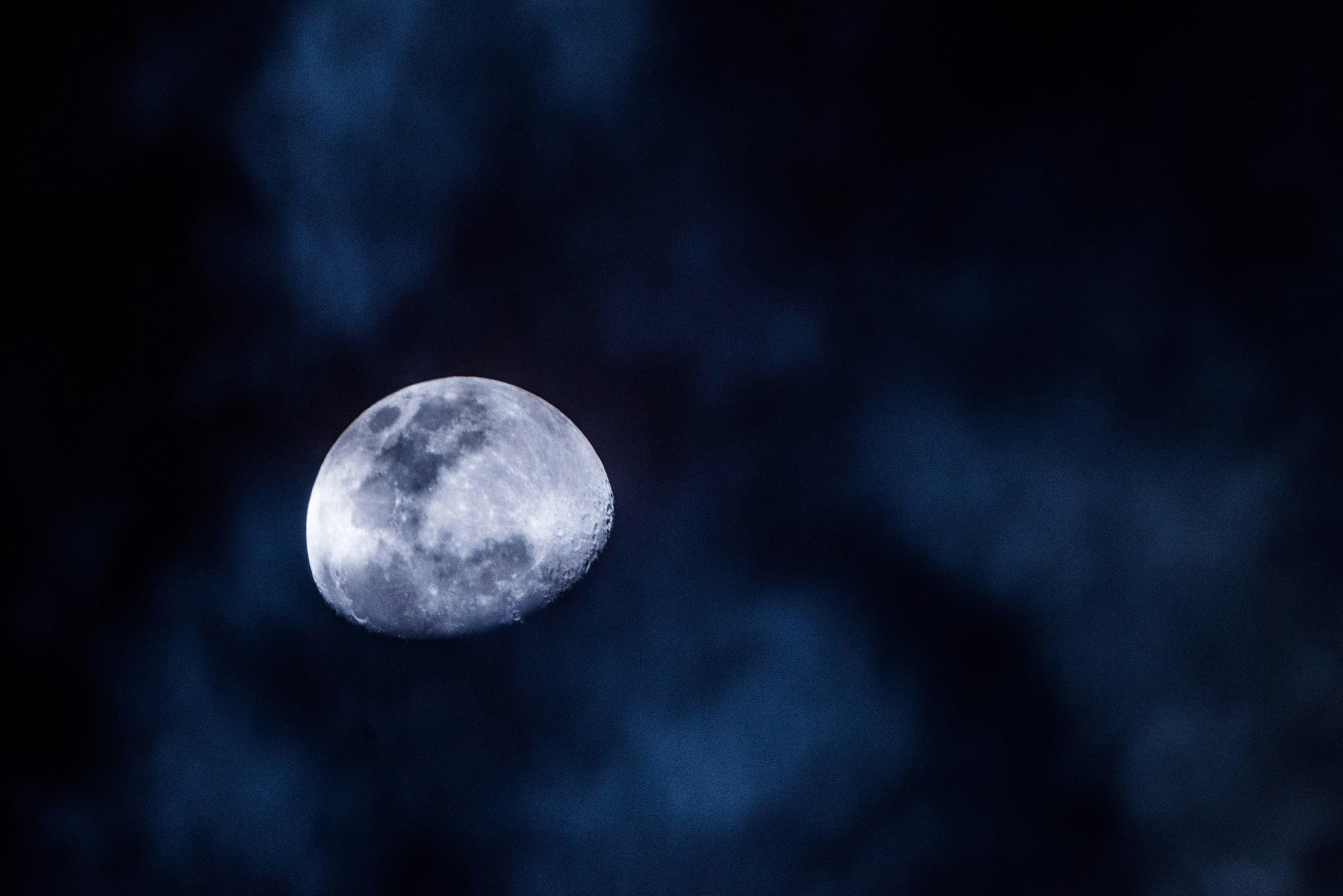 Gibbous Moon in Night Sky