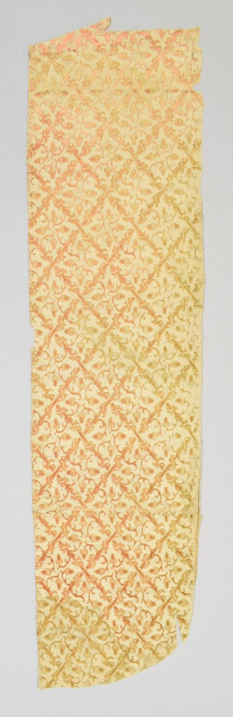 Antique Patterned Silk Textile Fragment