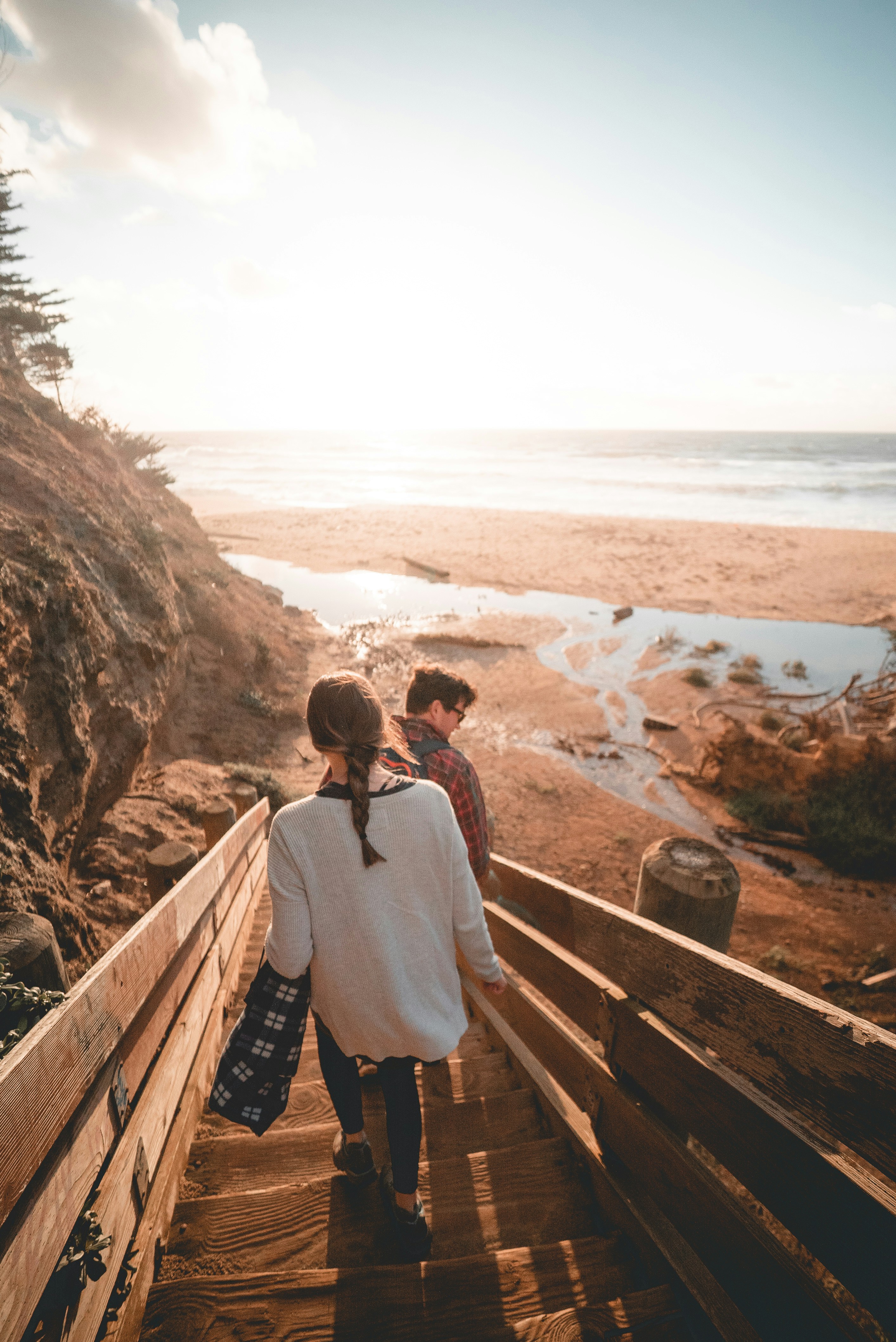 Couple Heading to Coastal Beach