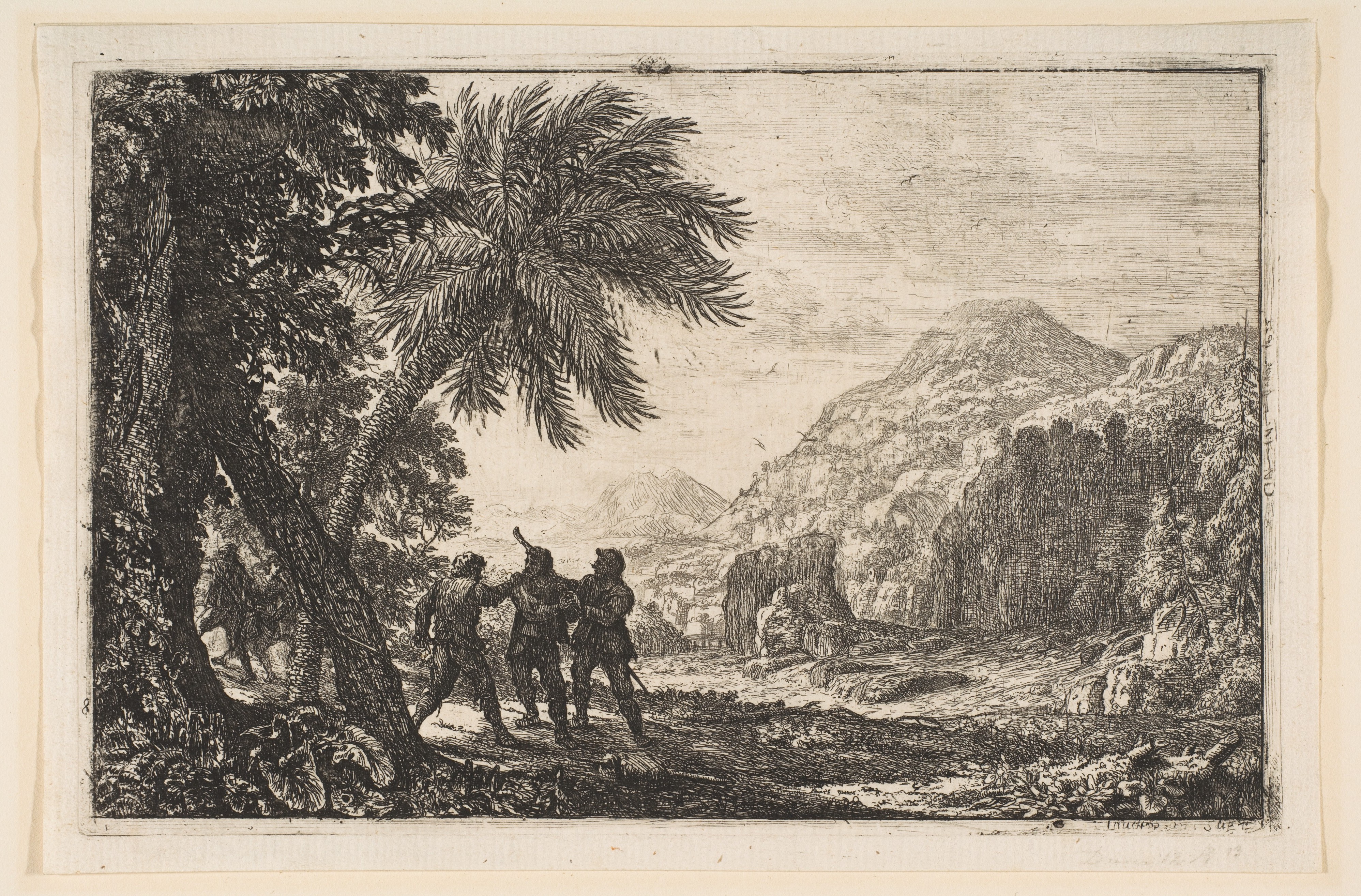 Landscape Etching with Three Travelers