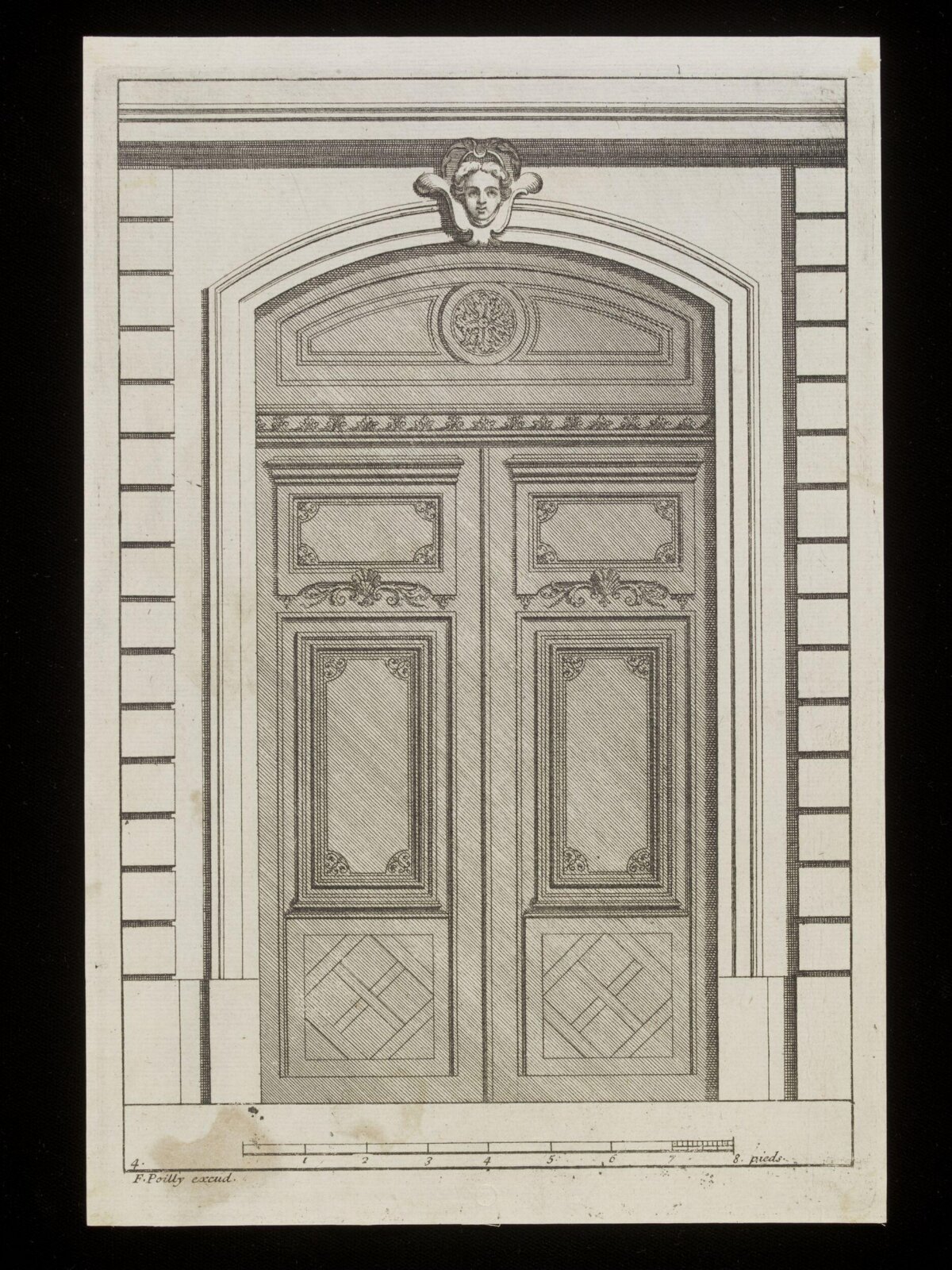 Engraved Design of Ornate Double Door