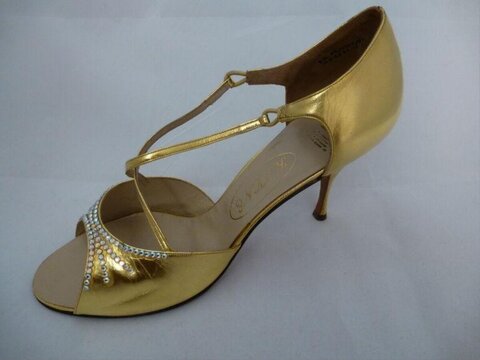 Gold Rhinestone High Heel Dance Shoe