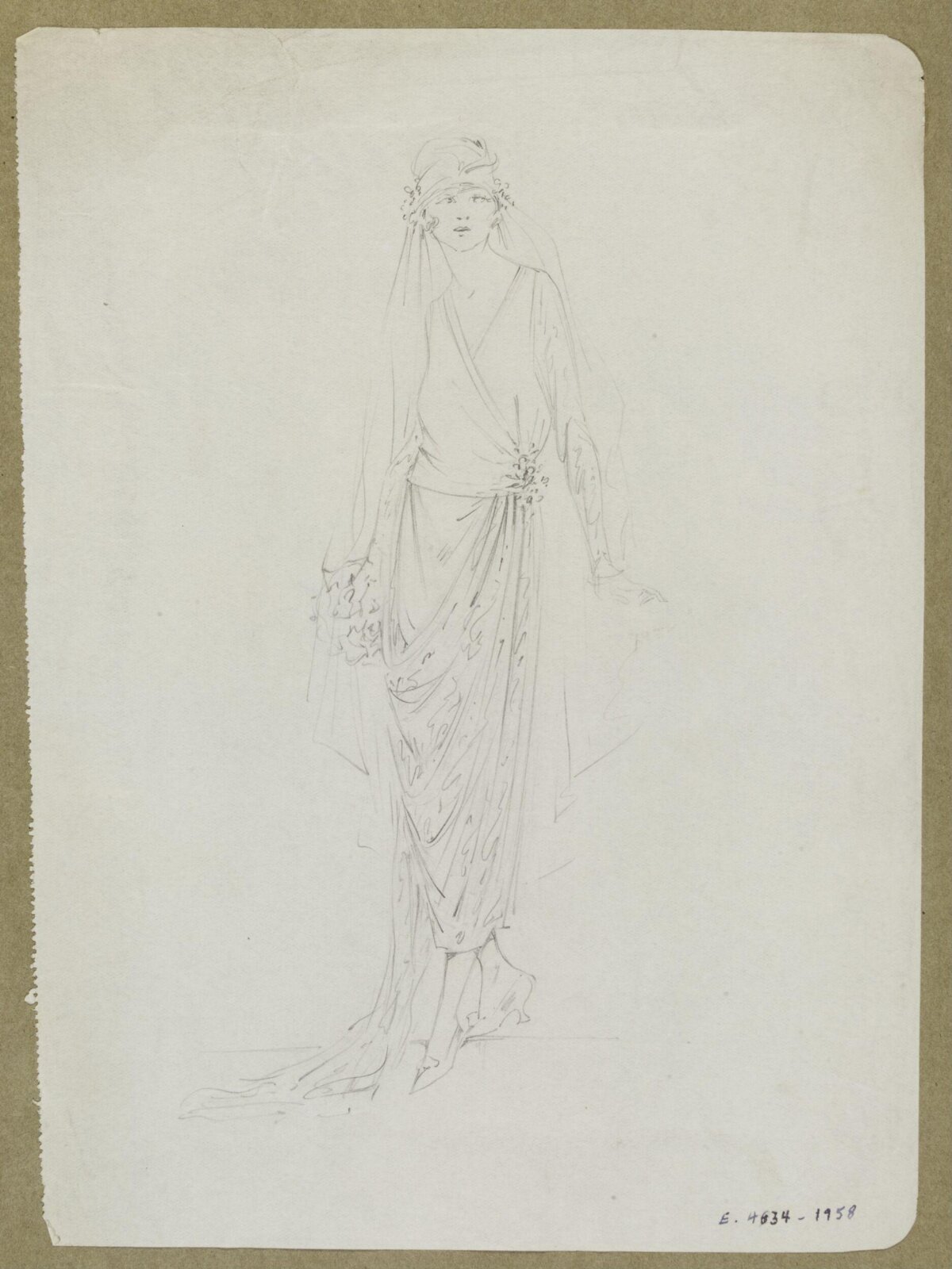 Pencil Sketch of Bridal Fashion Design