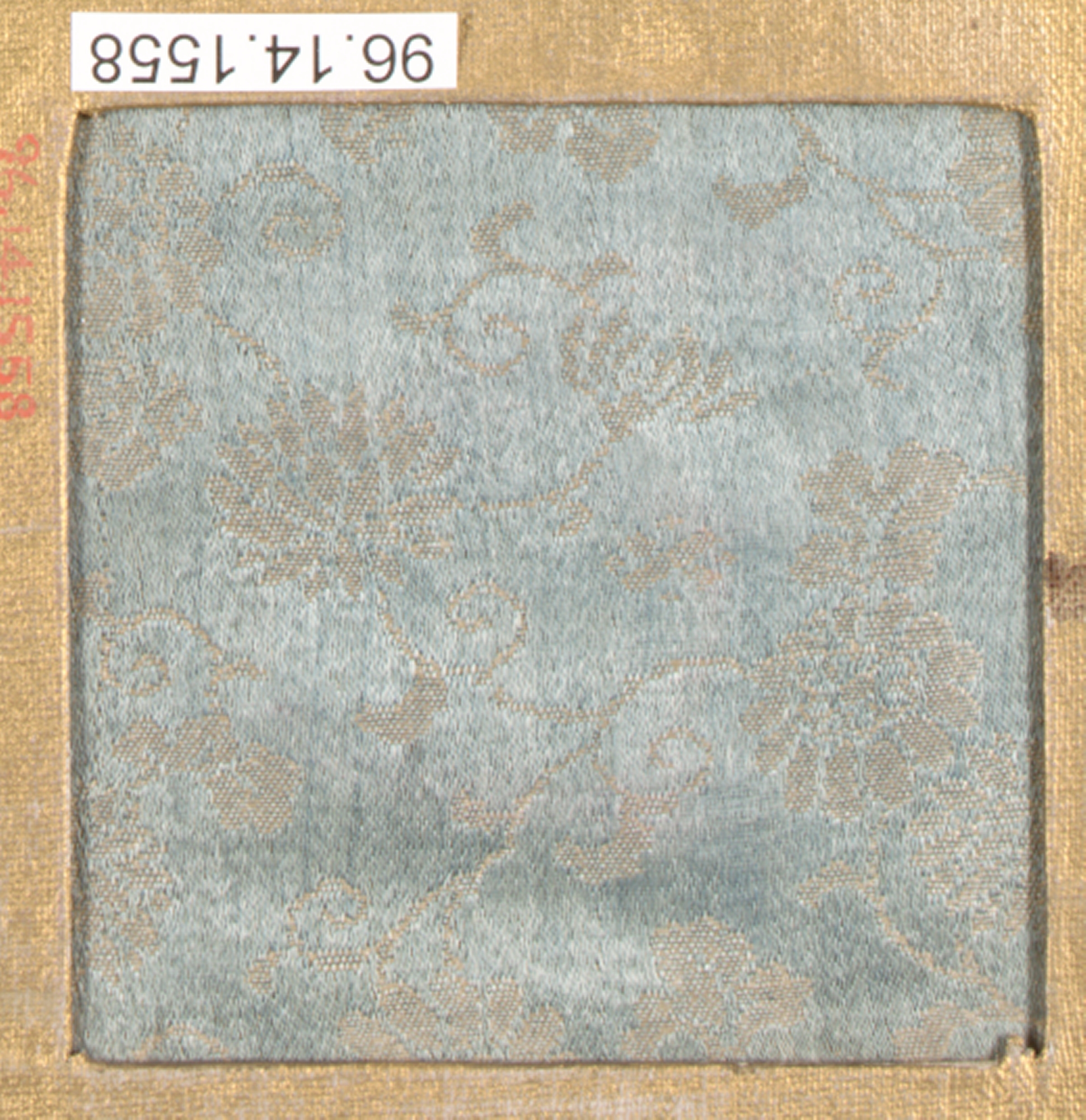 Antique Blue Patterned Silk Fragment