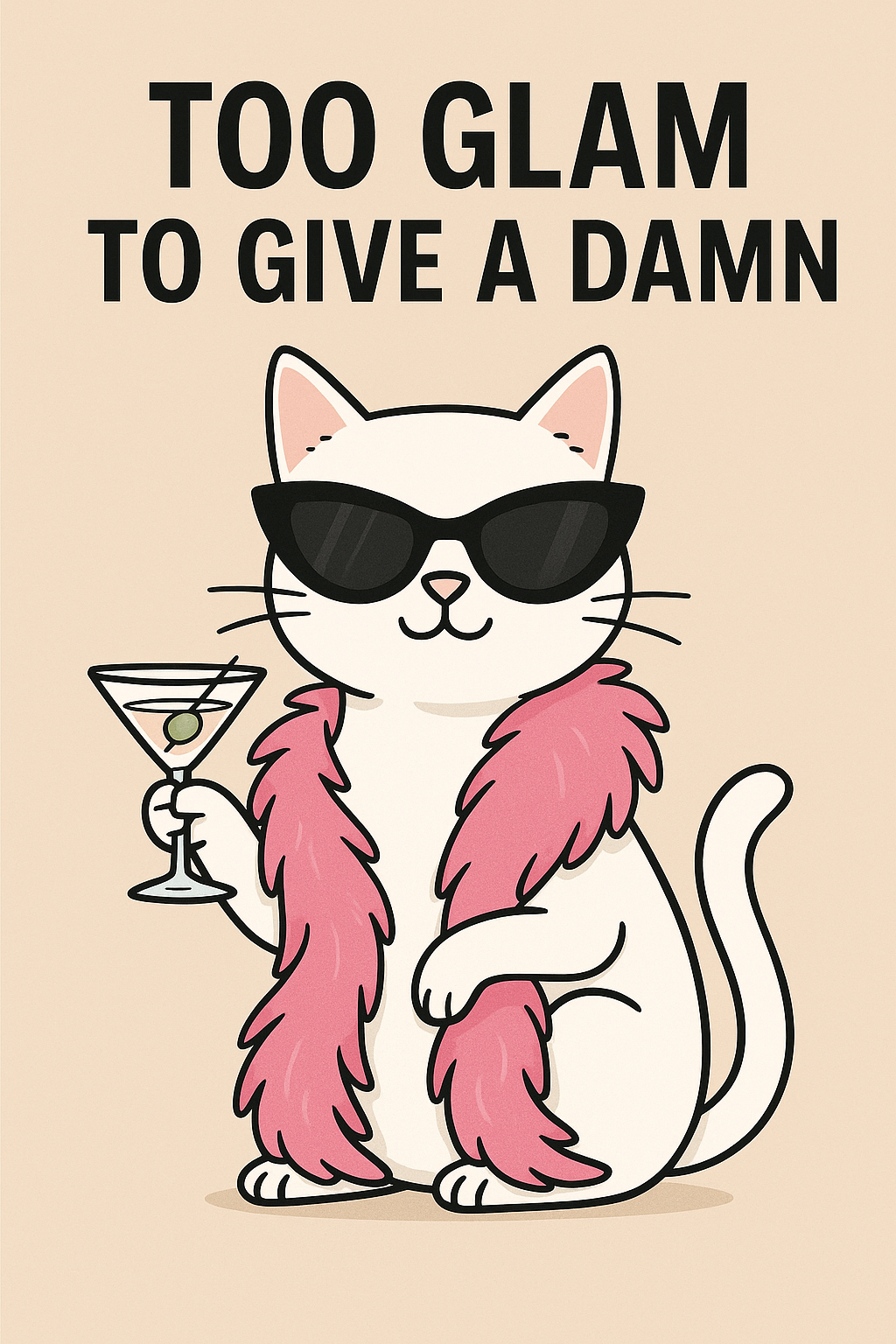 Too Glam Funny Cat Illustration