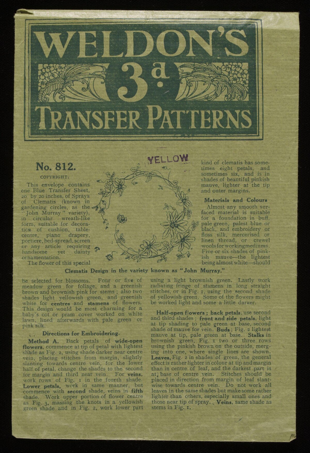 Vintage Weldon's Transfer Pattern Pamphlet