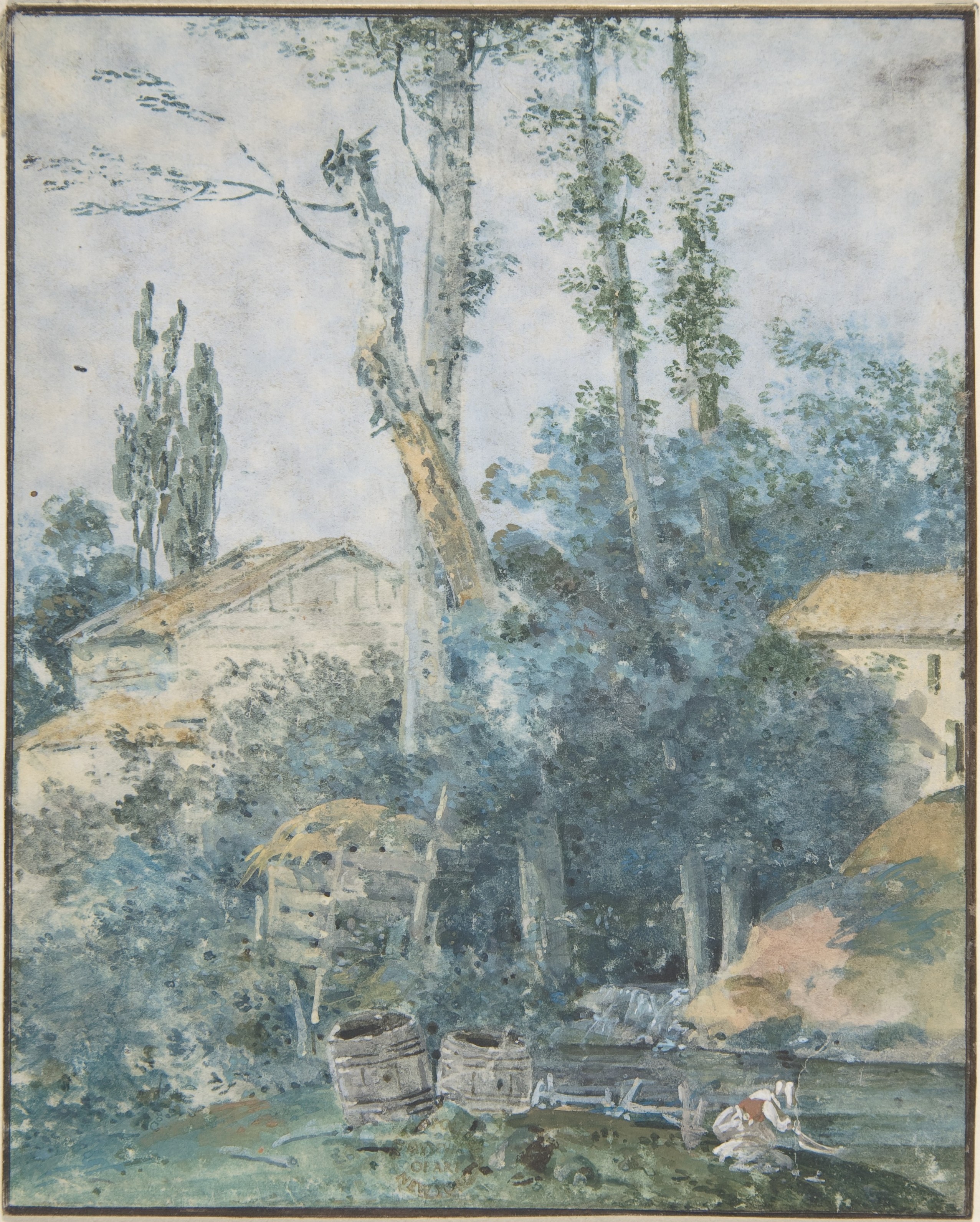 Rural Cottage Watercolor Landscape