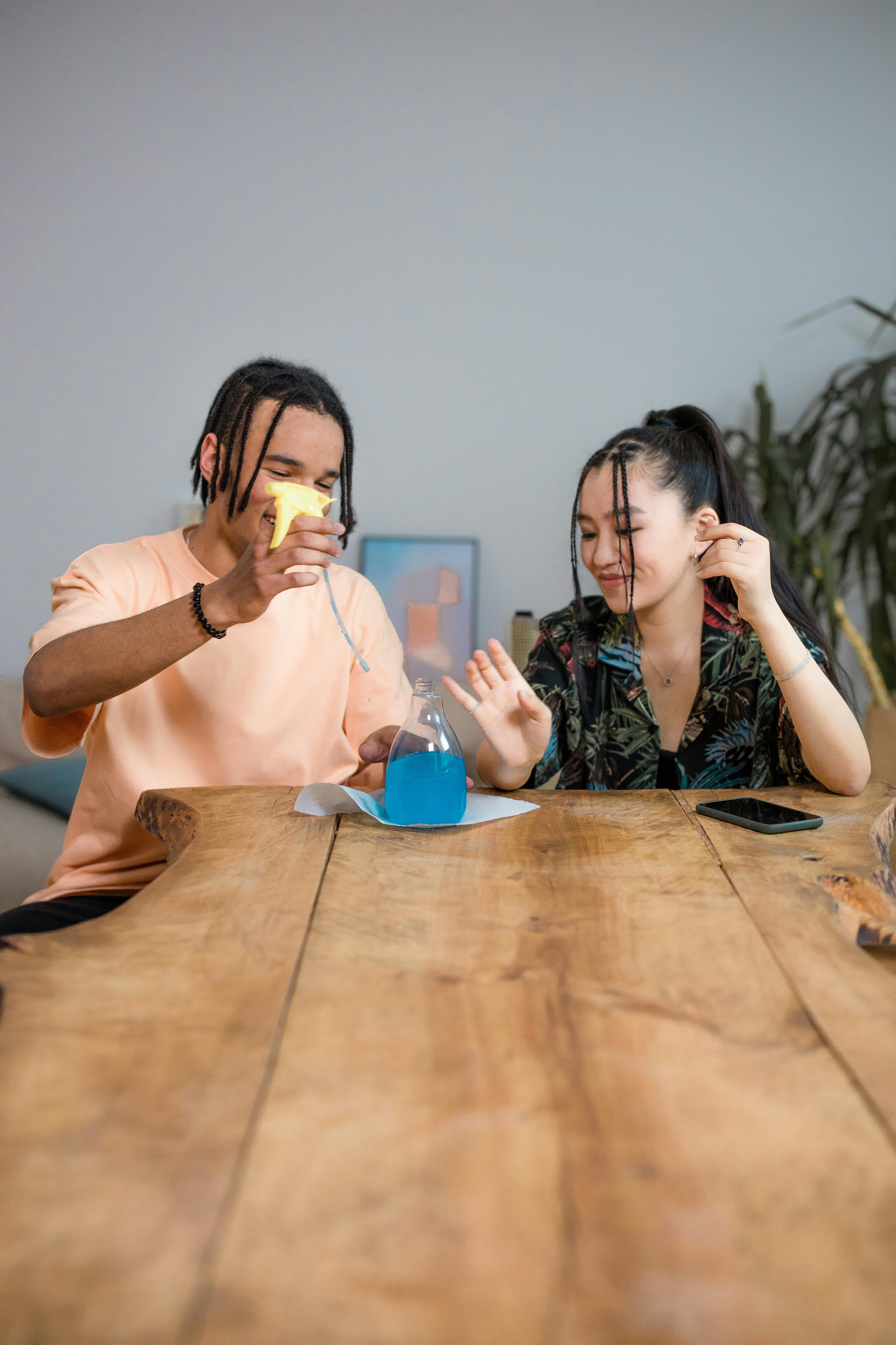 Two Friends Doing Home Science Experiment