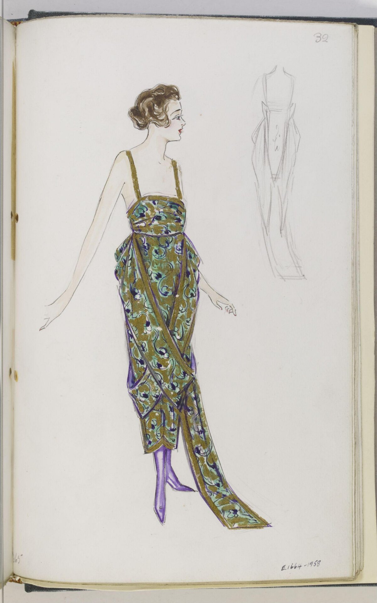 Vintage Evening Gown Fashion Sketch