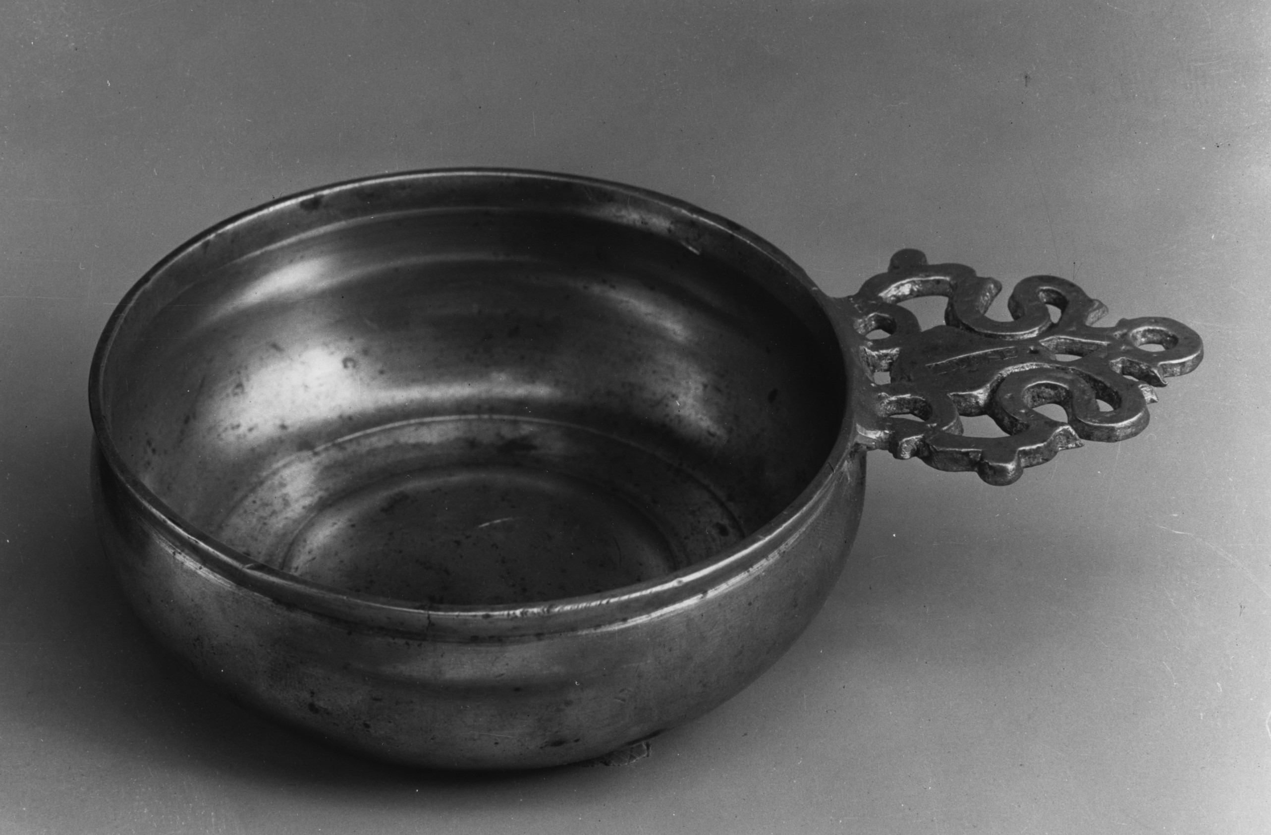 Antique Openwork Handled Metal Bowl