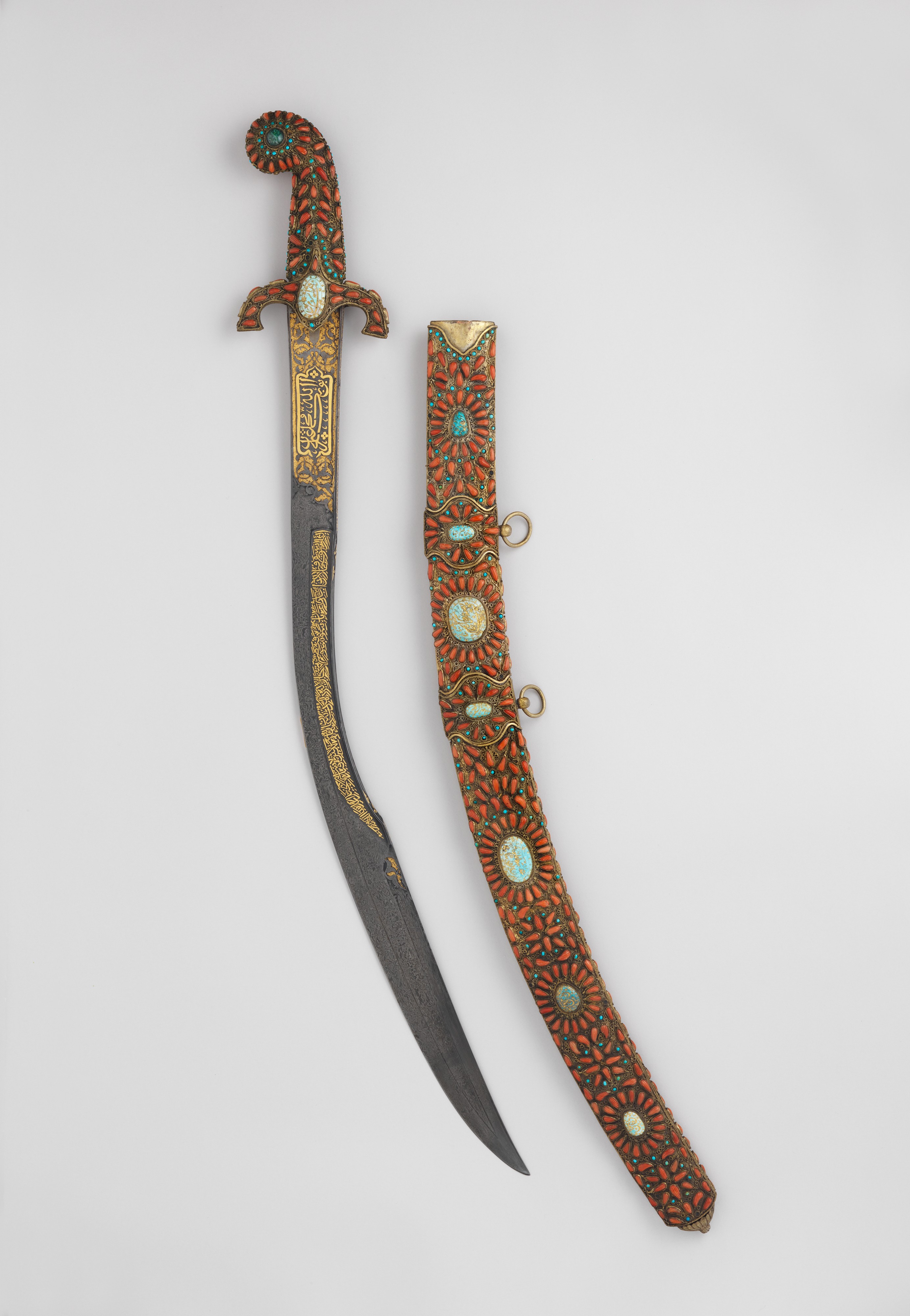 Jeweled Curved Sword and Scabbard