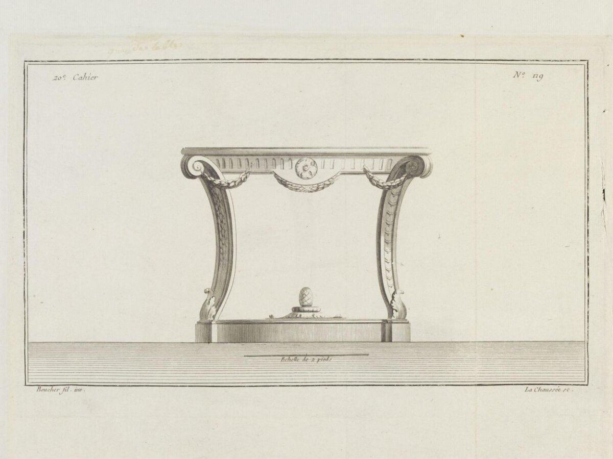Engraving of Neoclassical Console Table