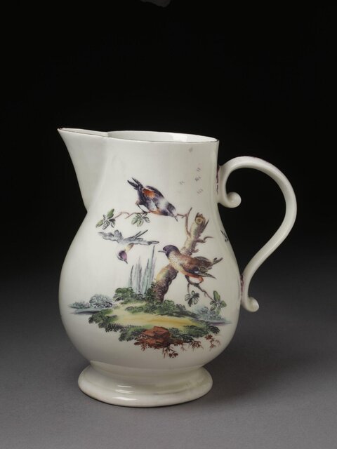 Painted Bird Motif Ceramic Pitcher