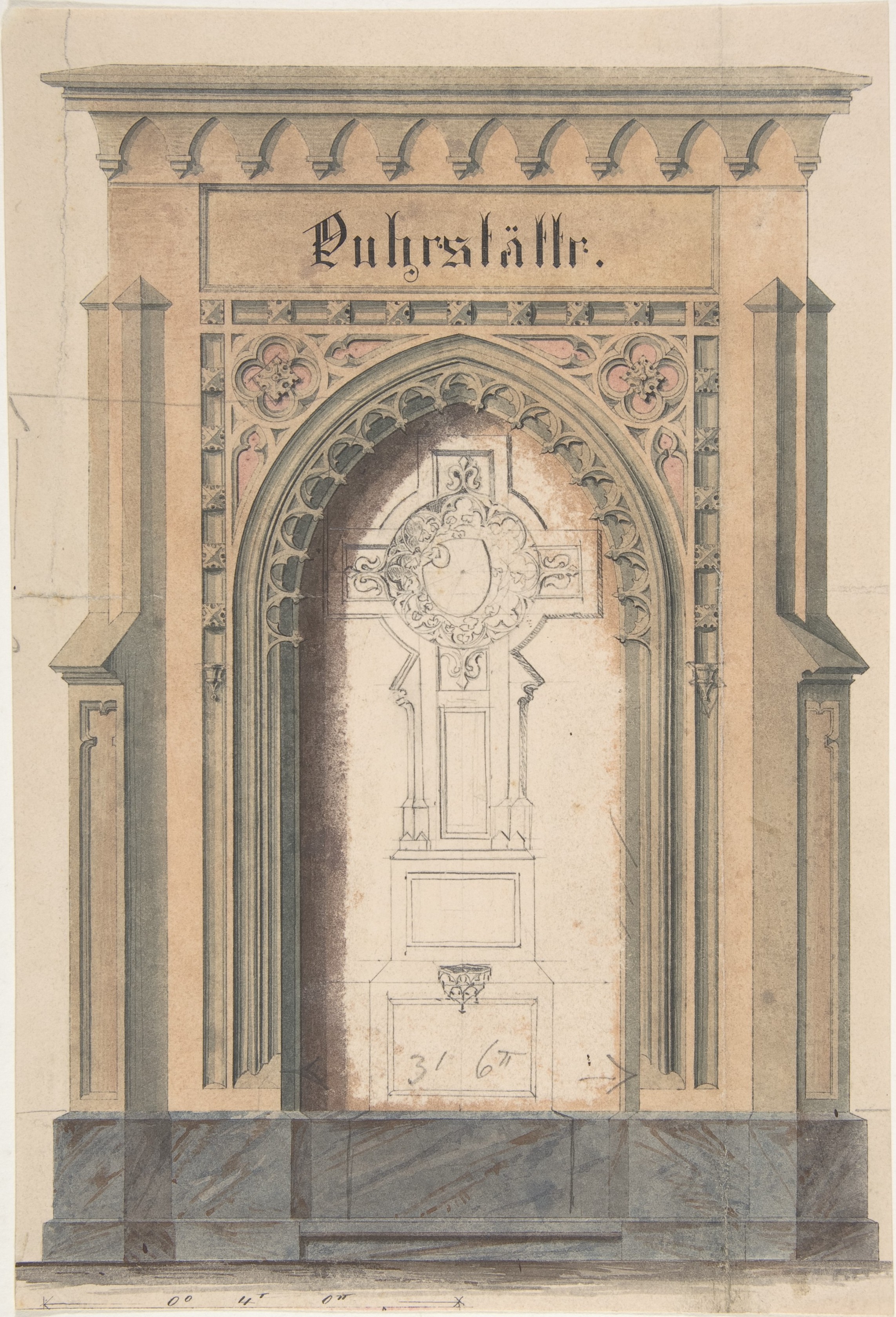 Gothic Tomb Architectural Design Sketch