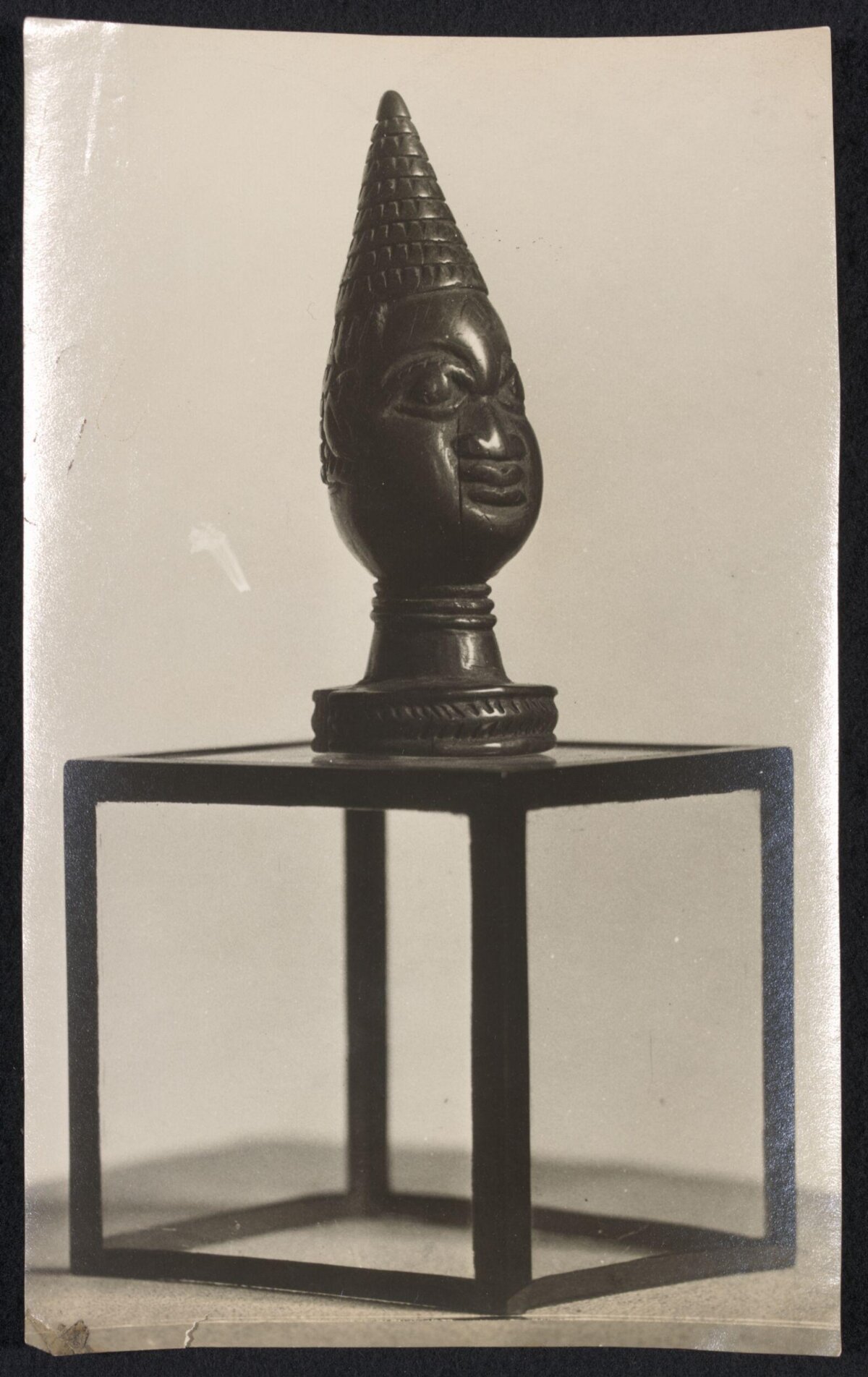 Carved Head Sculpture on Display