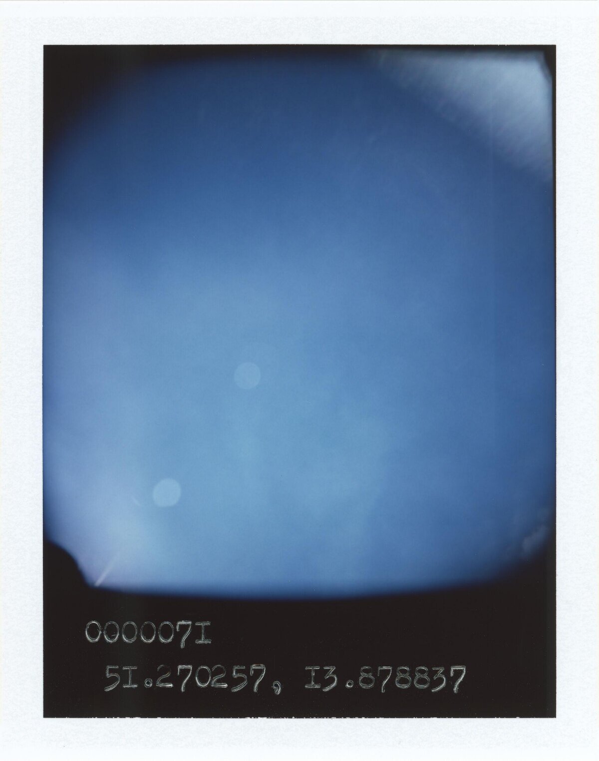 Polaroid Blue Sky with Coordinates