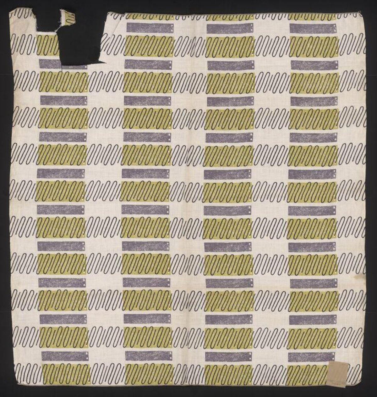 Vintage Geometric Patterned Textile Fragment
