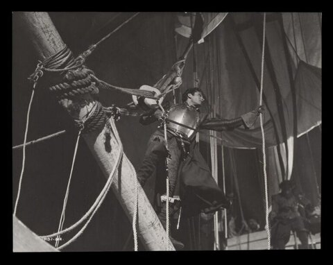 Armored Man on Sailing Ship Rigging