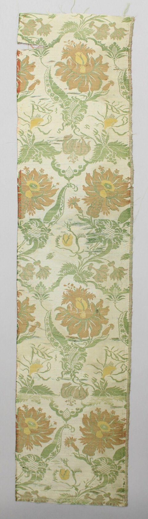 Antique Floral Pattern Silk Fabric Fragment