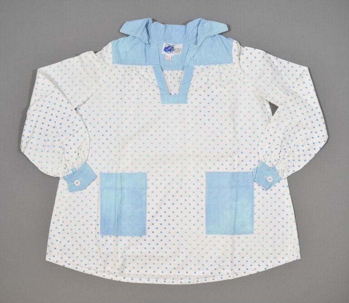 Blue White Polka Dot Patchwork Shirt
