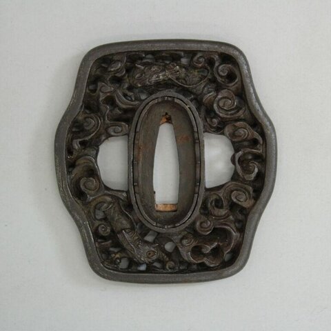 Carved Iron Dragon Cloud Tsuba