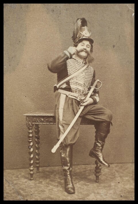 Vintage Portrait of Man in Hussar Uniform
