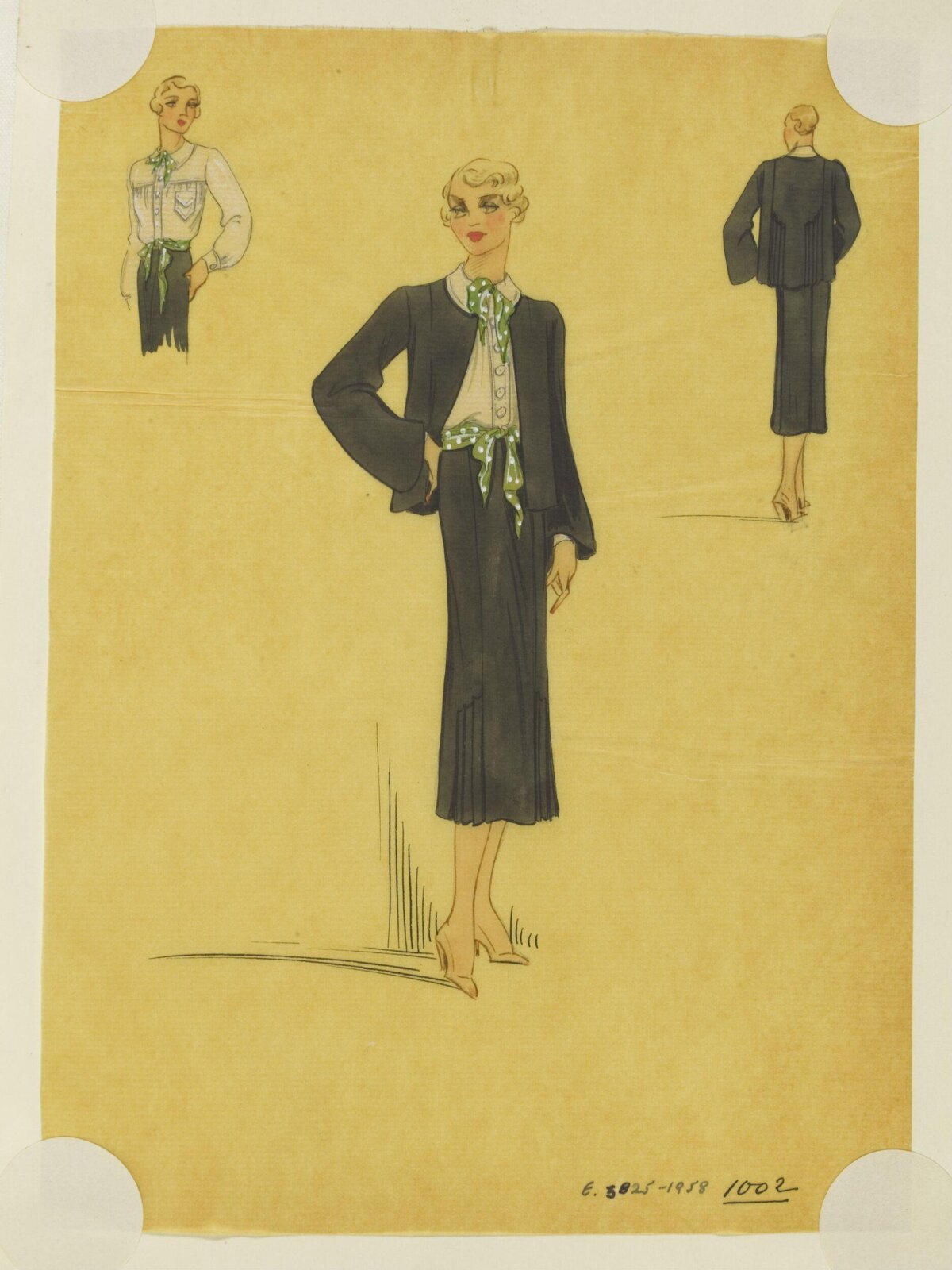 1930s Women's Suit Fashion Sketch