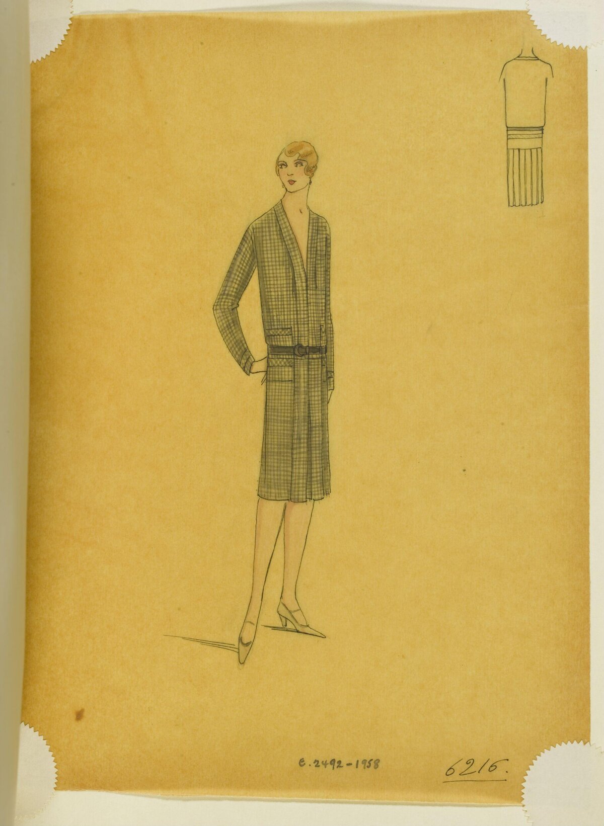1920s Checkered Dress Fashion Sketch